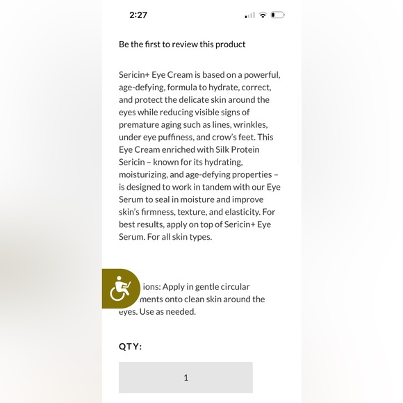 Sericin+ reviving eye cream NEW IN BOX - Picture 2 of 2